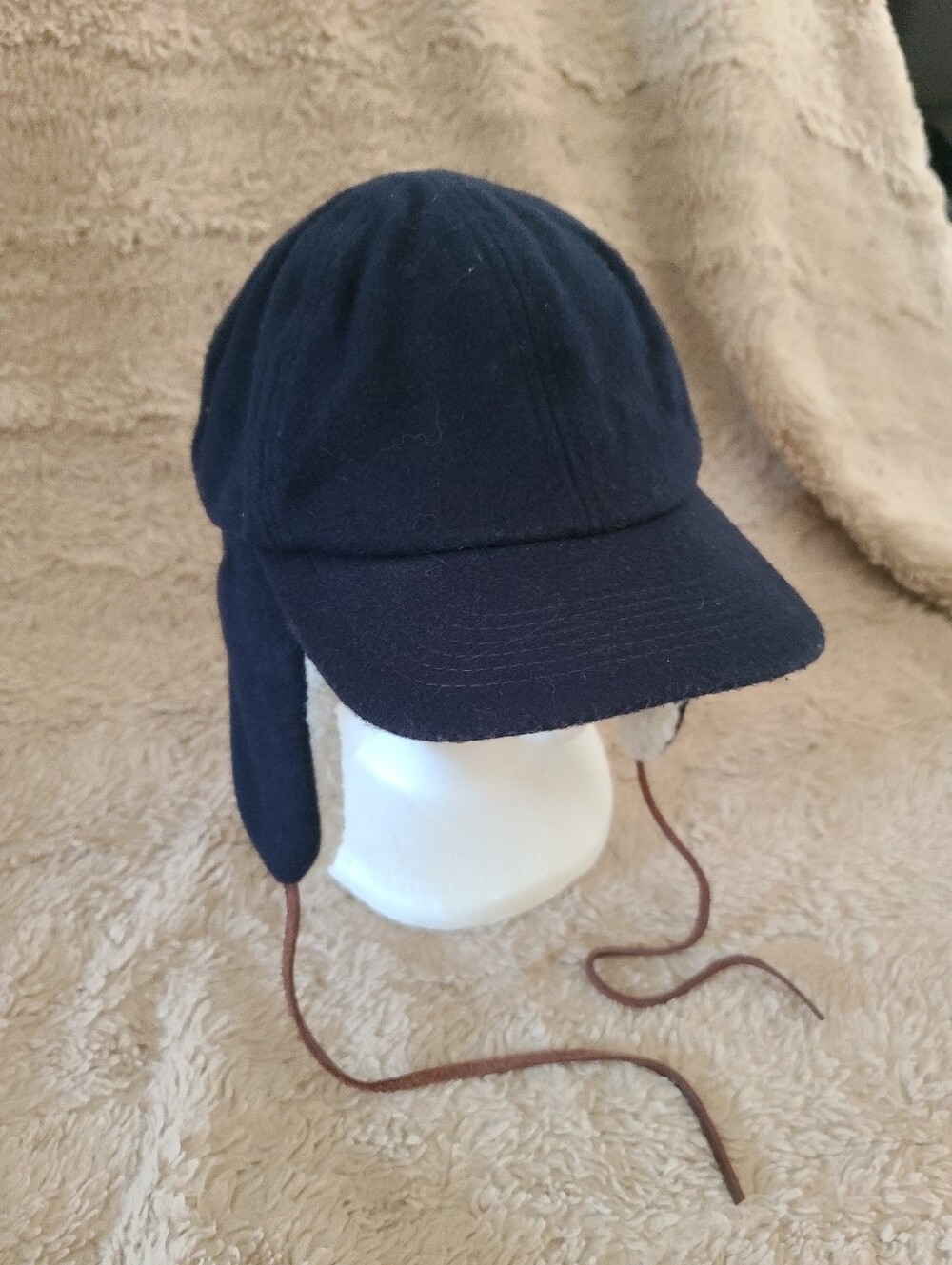 Dorfman Pacific Black Winter Trapper Cap with Ear Flaps Wool Blend, Size XL - Picture 2 of 9